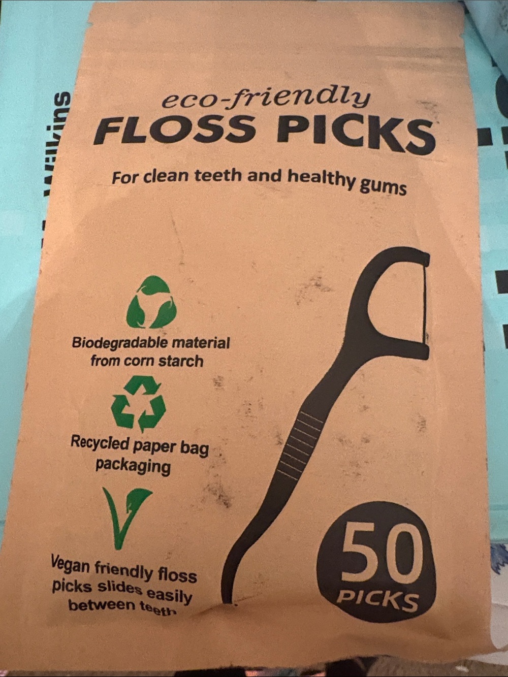 Eco-Friendly Floss Picks - 50 Pack - Brown and hair crystal extension clip in